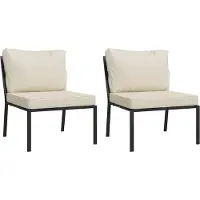 Syfax Gartenstühle mit Sandfarbigen Kissen 2 Stk. 60x74x79 cm Stahl