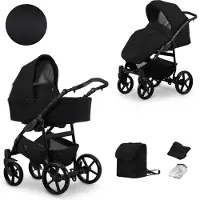 Kunert Mata Kinderwagen Schwarz / Schwarzer Rahmen / 2 IN 1