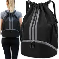 Edibazzar | Schwarzer Sportrucksack mit Kordelzug für Gymnastiktraining, Sporttasche