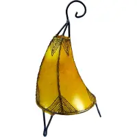 SIMANDRA Orientalische Lampe Hennalampe marokkanische Lederlampe Tischleuchte Stehleuchte Henna Tissir Orient 35-38 cm : gelb Farbe: Gelb