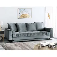 Beautysofa Stilvoll Schlafsofa für 3 Personen Monaco Sofa mit Schlaffunktion Bettkasten Dreisitzer aus Veloursbezug, Farbe: Dunkelgrau