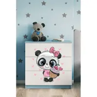 RAUMHIRSCH FURNITURE Kinderkommode mit Schubladen Panda in der Farbe Blau Babydreams