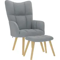 Syfax Relaxsessel mit Hocker Hellgrau Stoff