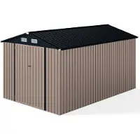 Costway Gerätehaus Metall, 350 x 223 x 197 cm Geräteschuppen mit geneigtem Dach, abschließbaren Türen & Schlüsseln, Gartenhaus