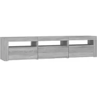 Syfax TV-Schrank mit LED-Leuchten Grau Sonoma 180x35x40 cm
