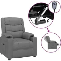 Syfax Relaxsessel Elektrisch Grau Kunstleder