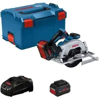 Bosch Kreissäge Professional GKS 18V-57-2, 2 x 5.5Ah Akkus, GAL1880 CV Ladegerät, L-BOXX