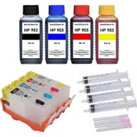 Inkpro Wiederbefüllbare Tintenpatronen wie HP 903 XL black, cyan, magenta, yellow mit (Auto-)Reset-Chips + 400 ml Nachfülltinte für OfficeJet 6950, Officejet Pro 6868, 6950, 6960, 6970, 6975, 6978