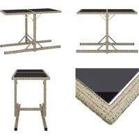 vidaXL Gartentisch Beige 110×53×72 cm Glas und Poly Rattan - Gartentisch - Gartentische - Outdoor-Tisch - Outdoor-Tische