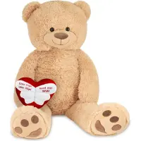Ed Brubaker XXL Teddybär 100 cm Beige mit einem Einen Engel ohne Flügel nennt man Mama Herz Stofftier Plüschtier Kuscheltier