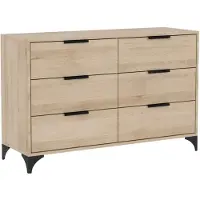 Beautysofa | Kommode HOME 6S – Sideboard mit 6 Schubladen, Standschrank in Artisan, mit Griffen
