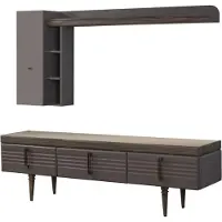 AEA Wohnwand Sideboard RTV Lowboard Regale TV Ständer Schrank Holz Grau