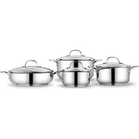Korkmaz Lea Topfset 8-teilig Edelstahl 18/10 mit Glasdeckel