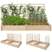 Coast Pflanzkasten aus Holz mit 3 Klettergittern – Hochbeet – Offener Boden – Naturbelassenes Kiefernholz – 222 x 114 x 110 cm
