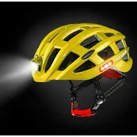 RockBros Gelb Fahrradhelm mit USB, Wasserdicht Radhelm Herren Damen, Integriert EPS Stoßfest, 57-62cm