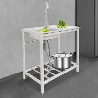 StarTech.com Standspüle - Einzelbecken Spüle - 75×40×75 cm - Edelstahl - Mit Armatur - 1 Loch - Montage - Hellgrau