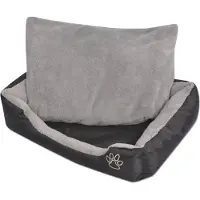The Living Store Hundebett mit gepolstertem Kissen Größe L Schwarz