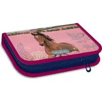 ARS UNA Schule Federmäppchen Wild and Free - Pferd, gefüllt, violett-rosa-blau, für Mädchen