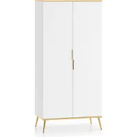 Furnlux Classic FURNLUX Kleiderschrank Viterbo Weiss Und Gold 92cm / Hauptfarbe: Weiß / Abmessungen: 92 x 195 x 53 cm
