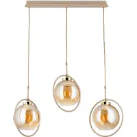 HowHomely | Hängeleuchte - Galaxy - 85 Cm - Beige Mit Goldakzenten - Modernes Design - 3-Flammig