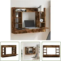 The Living Store Wand-Schreibtisch Räuchereiche 105x48x75 cm Holzwerkstoff
