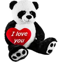 Ed Brubaker XXL Panda 100 cm groß mit einem I Love You Herz Plüschtier