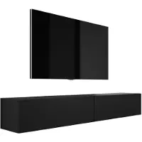 3Xeliving Hängender TV-Schrank, B: 2 x 100 cm, H: 34 cm, T: 32 cm, Schwarz Matt