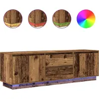 Syfax TV-Schrank mit LED-Leuchten Altholz-Optik 160,5x41x50 cm