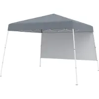 Costway Pop up Pavillon 3x3m, Faltpavillon mit 1 Seitenwand, tragbarem Rucksack & 4 Erdankern, Gartenzelt wasserdicht Sonnenschutz Partyzelt Grau