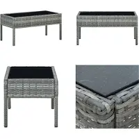 vidaXL Gartentisch Grau 75x40x37 cm Poly Rattan - Gartentisch - Gartentische - Tisch - Tische