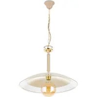 HowHomely | Hängeleuchte - Luna - Beige - 47 Cm - Elegantes Design - Mit Goldakzenten Und Glas