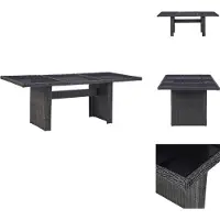 vidaXL Garten-Esstisch Schwarz 200x100x74 cm Glas und Poly Rattan - Gartentische
