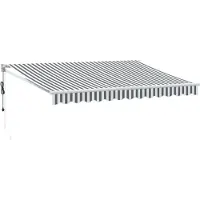 Syfax Markise Einziehbar Anthrazit & Weiß 3,5x2,5 m Stoff & Aluminium