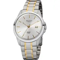Regent Herren-Armbanduhr silber gold Analog F-1013 Edelstahl-Armband D2URF1013
