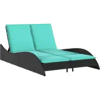 Syfax Sonnenliege mit Kissen Schwarz 114x205x73 cm Poly Rattan