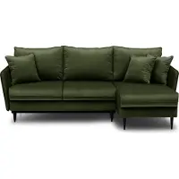 Selsey Eckschlafsofa Volio olivgrŸn Samt hydrophobe schwarze Beine