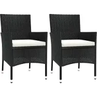 Syfax Gartenstühle mit Kissen 2 Stk. Schwarz Poly Rattan