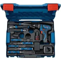 Bosch Akku-Bohrschrauber Professional GSR 12V-15, 2x 2.0Ah Akkus, GAL 12V-20 Ladegerät, Inkl. Handwerkzeugset