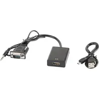 Lanberg AD-0021-BK, 0,2 m, HDMI Typ A (Standard), VGA (D-Sub), Weiblich, Männlich, Gerade