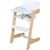 Roba Nature Up Baby-Hochstuhl aus FSC-zertifiziertem Bambusholz – Wächst mit abnehbarer Tischplatte – 3-Punkt-Gurt – Max. Belastbarkeit 70 kg – Weiß/Natur