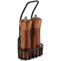 Assheuer & Pott APS 40416 Pfeffer- und Salz-Menage URBAN, 3-teiliges Set, Salzmühle, Pfeffermühle, Gestell mit Kartenhalterung
