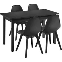 En.casa [] Essgruppe für 4 Personen - Esstisch Schwarz 120x60cm + 4 Stühle Schwarz Küchentisch Esszimmertisch Esszimmerstuhl