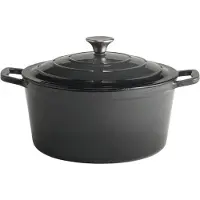 Aps 88307 Kochtopf mit Deckel 5 STARS, Schmortopf Gusseisen, induktionsgeeignet, ofenfest, inkl. Deckelhalter, Ø 28 cm, 6 Liter, anthrazit