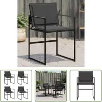 The Living Store Gartenstühle mit Kissen 4 Stk. Schwarz Stahl und Textilene