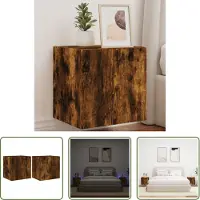 The Living Store TV-Wandschränke mit LED-Leuchten 2 Stk. Räuchereiche