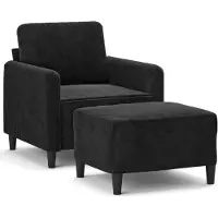 vidaXL Sessel mit Hocker Schwarz 60 cm Samt