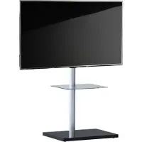 VCM TV Standfuß schwenkbar | Aluminium Ständer für Fernseher 26-70 Zoll | Maße ca. H. 100 x B. 60 x T. 45 cm | bis VESA 400x400 | TV Möbel Nalano mit Fachboden