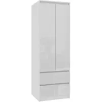 Akord Kleiderschrank Star Weiß/Weiß Hochglanz 60X51X180 Cm