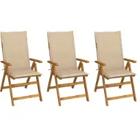 Syfax Klappstühle, 3er-Set mit Kissen, aus massivem Akazienholz