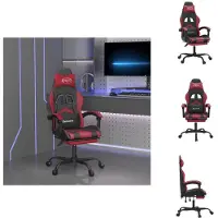 vidaXL Gaming-Stuhl mit Fußstütze Drehbar Schwarz & Weinrot Kunstleder - Gaming-Sessel